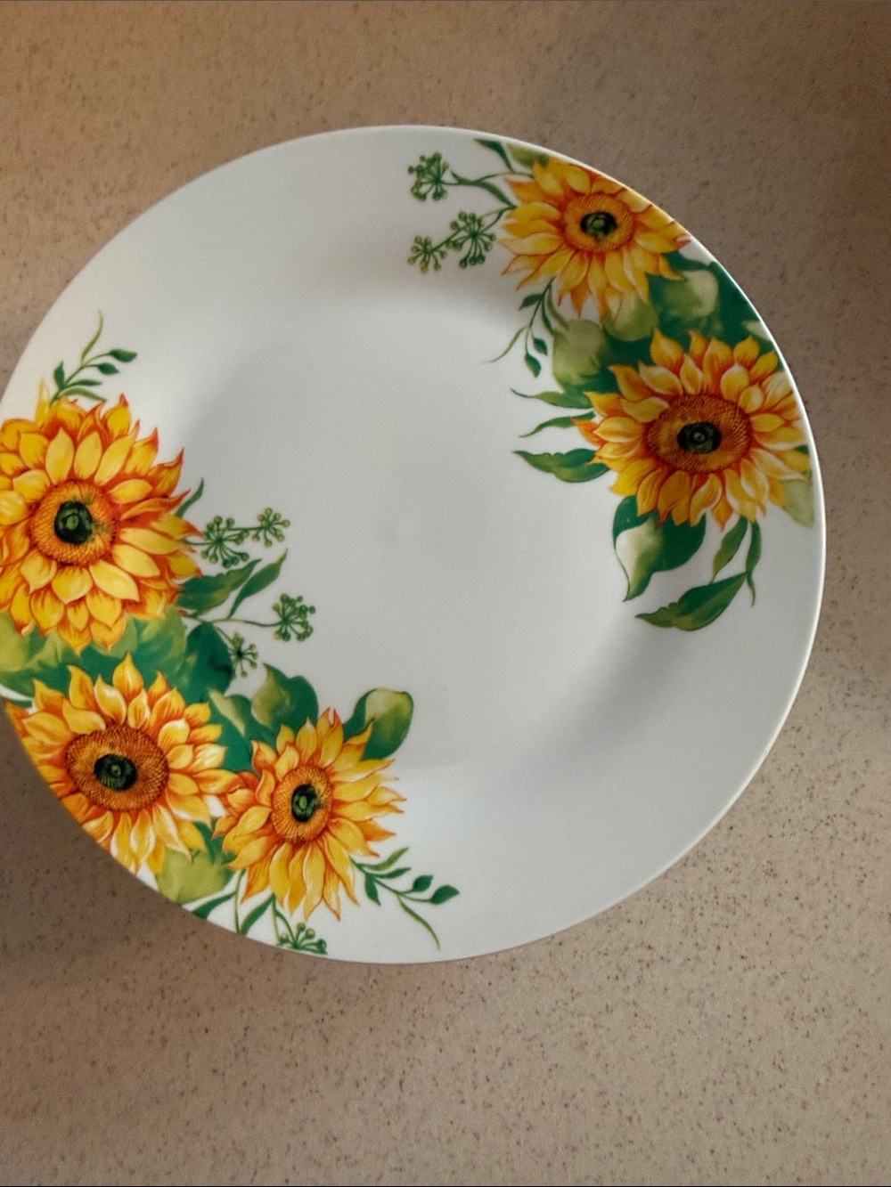 Sunflower Motif Ceramic Serving Plate - Bright Yellow Floral Dual Purpose